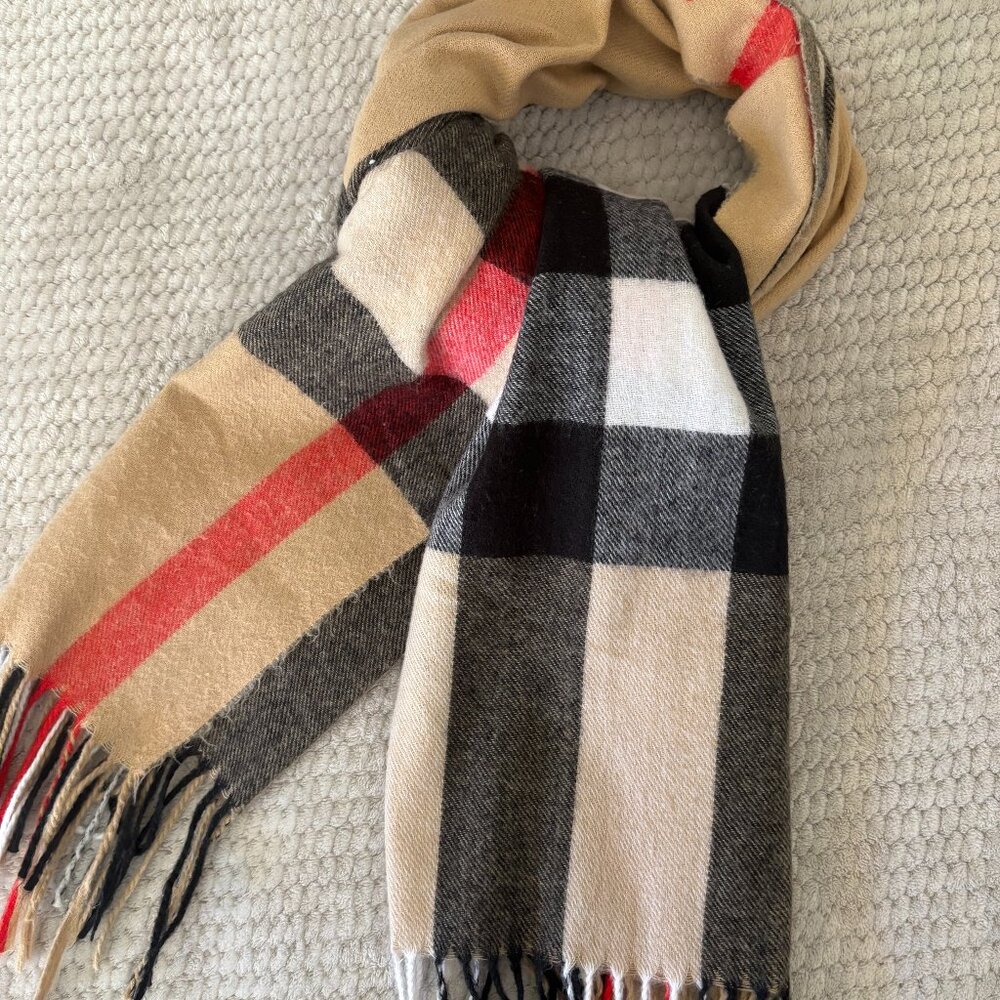 Sky Cashmere Plaid Scarf